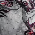 ड्रेस के लिए लाइट पर्पल इंडियन एम्ब्रॉयडरी लेस फैब्रिक